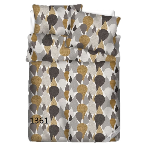 Pościel bawełniana z płótna 160- łezki beżowe i czarne 1361